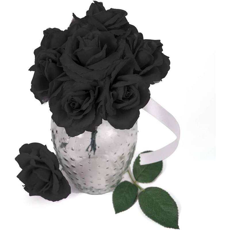 Artificial Flowers Black Rose Picks for Wedding, Bouquets, Table